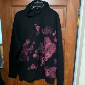 H&M Black with Pink Flowers Sweatshirt Hoodie